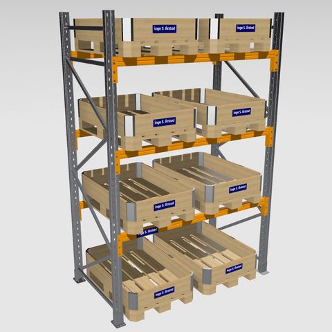 30.1.2P Pallereol S90 - Stigehøyde: 3048mm, 8 palleplasser, kr.4180,- Eks.mva