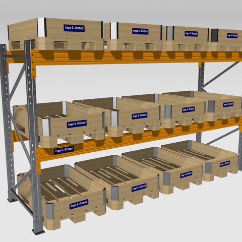 21.1.4P Pallereol S90 - Stigehøyde: 2134mm, 12 palleplasser kr.4850,- Eks.mva