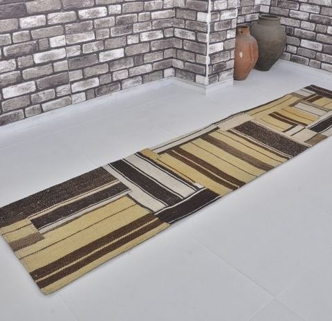 Turkish - Stripe Vintage Ull Kilim Runner - Kelim - 283 cm - 63 cm