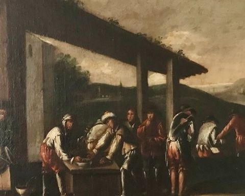 Pietro Muttoni, detto della Vecchia (1603-1678), cerchia di - Locanda all'aperto