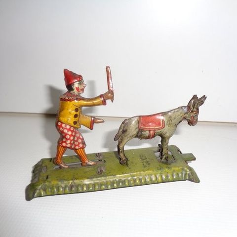 Meier  - Tinnleke - Tinplate Penny Toy Clown & Donkey - For A Similar Example Se