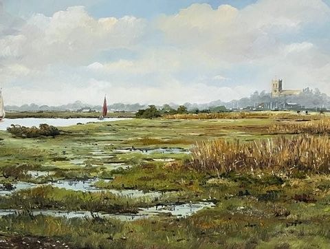 Dennis Garle. (XX) - Christchurch Priory from Stanpit Marsh, Dorset, England