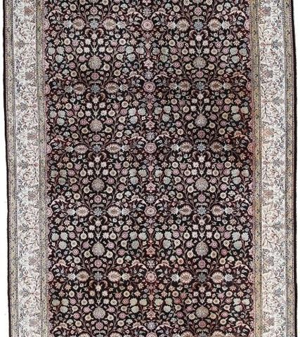 Silk Hereke-Shekar Signed Carpet with Floral Design - Sjelden LARGE Størrelse - 