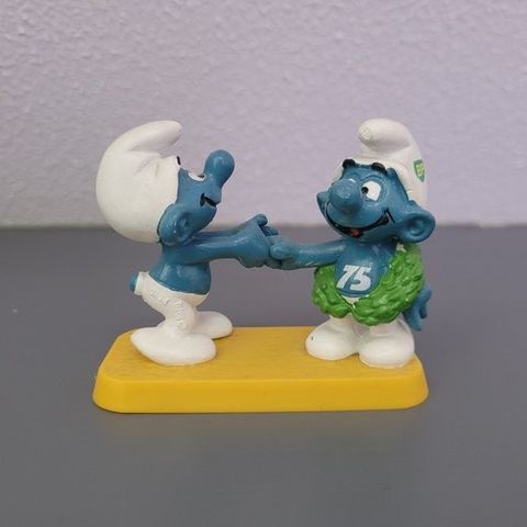 Peyo - Statue - Promo BP 75 Grantulations Smurf op Gele Basis - Plast