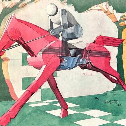 Piero Merletti (1936) - L’abbraccio, uomo a cavallo - NO RESERVE