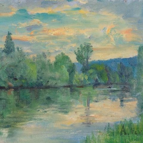 André-Léon Vivrel (1886-1976) - Coucher de soleil sur la Seine