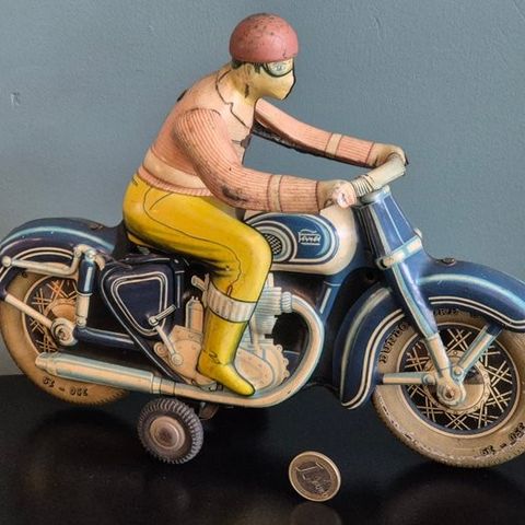 Paya - Leketøy - Paya Tinplate Early Motorcycle & Rider, Unboxed - 1930–1940 - S