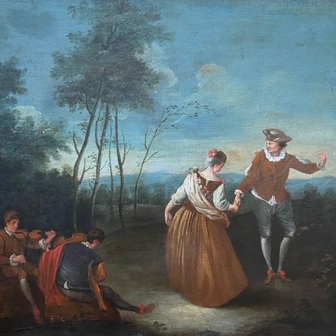 Jean-Antoine Watteau (1684-1721), Scuola di - Festa Galante con Danza e Musica