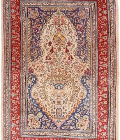 Silk Hereke Signed Carpet with Mural Design - Ren luksus ~1 million. Knop/m² - T