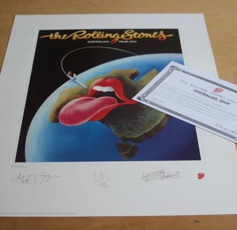 Rolling Stones - Australian Tour 1973 – Litografi – Limited Edition – COA – #498