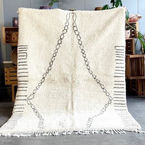 White Berber Area Rug - Moderne marokkansk ullteppe - Teppe - 270 cm - 185 cm - 