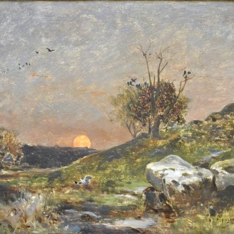 Marie-Ferdinand Jacomin (1843/48-1902) - Coucher de Soleil, Fontainebleau