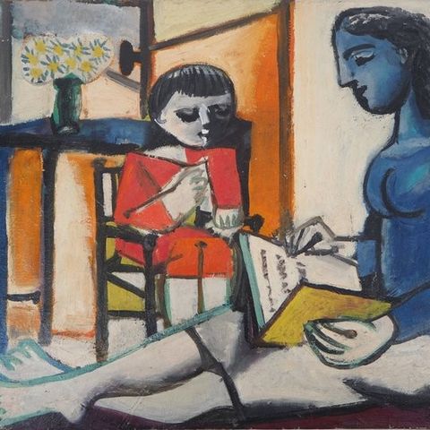 Carlos Carnero (1922-1980) - Hommage à Picasso : portrait de Françoise et Claude