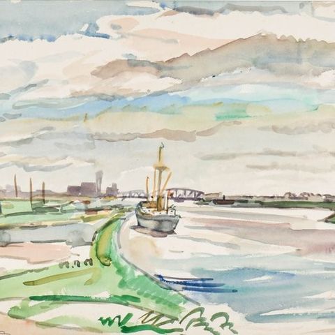 Jan Sluijters Jr (1914-2005) - Amsterdam-Rijnkanaal met Muiderspoorbrug