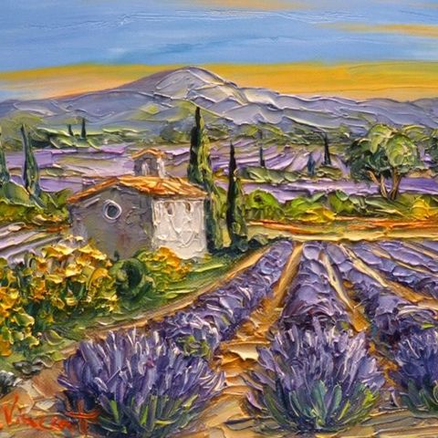 Vincent Rallo (1954) - Chapelle dans les Lavandes en Provence