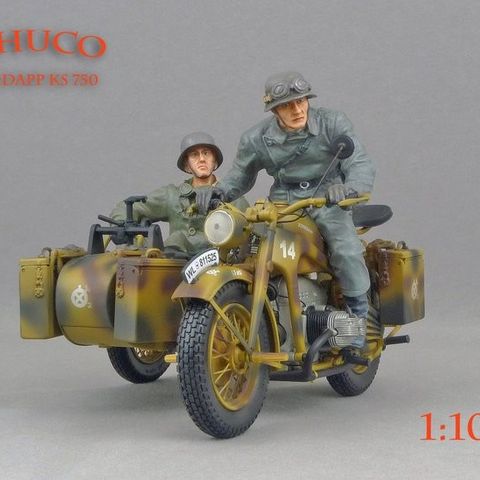 Schuco 1:10 - "German Wehrmacht WWII - ZUNDAPP KS 750 Moto with Side/Car (1940-1