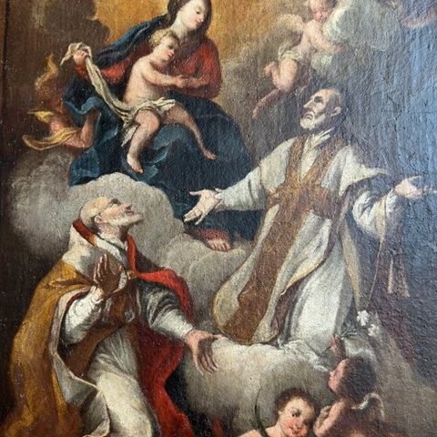 Sebastiano Conca (1680-1764), ambito di - Madonna con Bambino tra i due santi