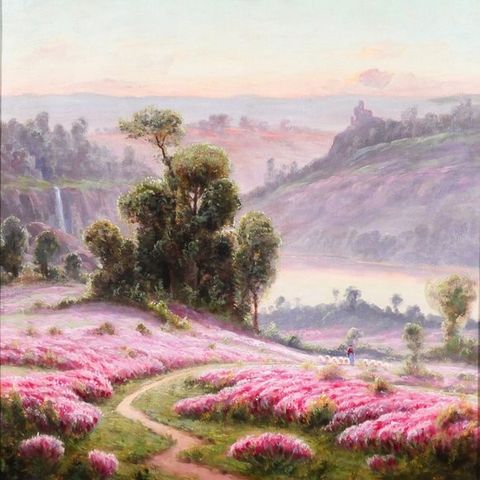 Dugay-Laroche (XIX-XX) - Landscape with heather at Crozant, Creuse, France