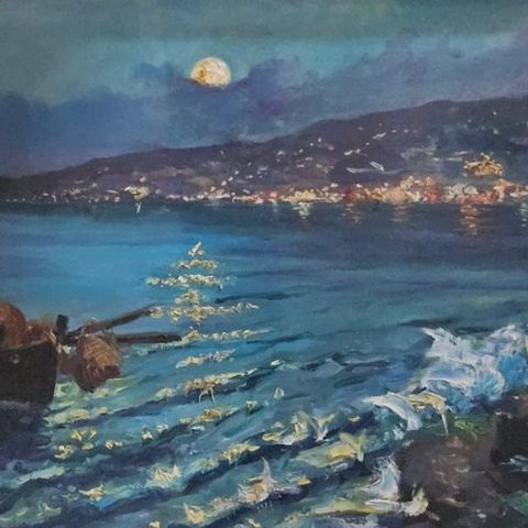 Roberto Carignani (1894-1975) - Notturno sul mare