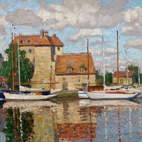 Sergei Nebessikhine (1964-) - Honfleur - Jour de Soleil au Vieux Port