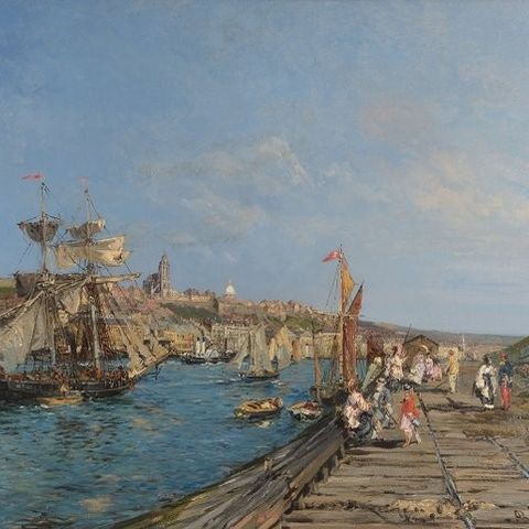 Alexander René Véron (1826-1897) - The Harbour of Boulogne Normandy, France