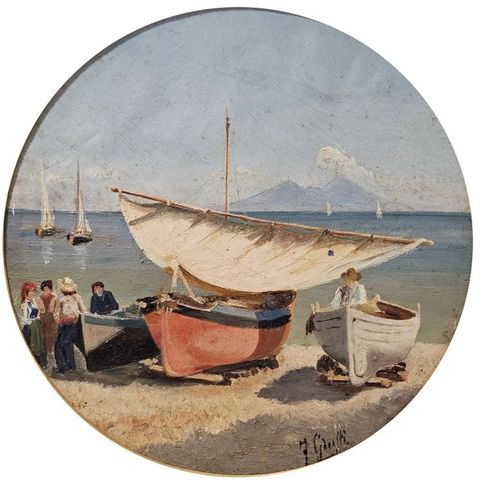 F. Giusti (XIX-XX) - Pescatori a Napoli