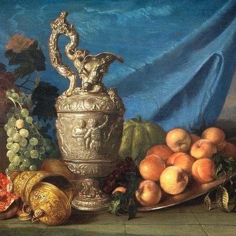 Meiffren Comte (1630-1705) - Still life with jug of wine and fruit