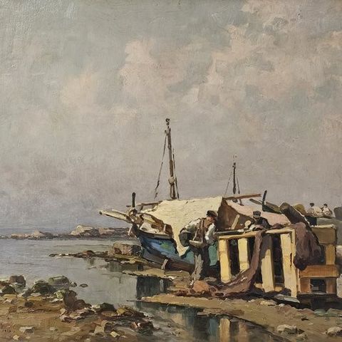 Nicolas De Corsi (1882-1956) - Preparazioni per la pesca