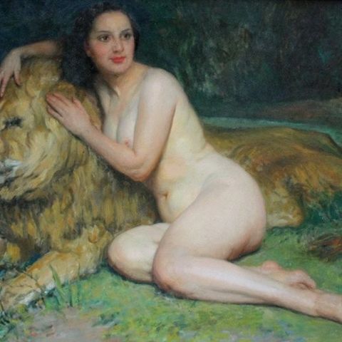 Lluis Marti Gras (1887-1961) - Lion’s love