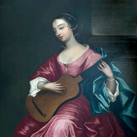 British school (XVIII) - A portrait of Arabella Hunt (1662-1705) playing her lut