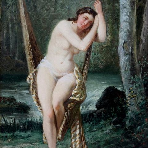 Alphonse Legros (1837-1911), Attributed to - Nude on a swing