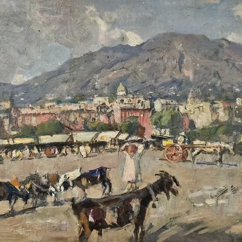 Gennaro Villani (1885-1948) - Mercato nei paesi vesuviani