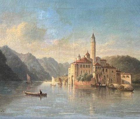 Charles Rey-De-Sarlat (1819-?) - L’île San Giulio sur le lac d’Orta Italie