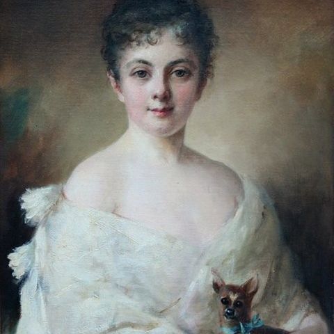 Charles Joshua Chaplin (1825 - 1891) - Beauty with her favorite dog