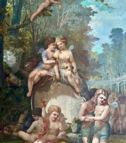 Henri Picou (1824-1895), Circle of - Putti lors d'une bacchanale reposante