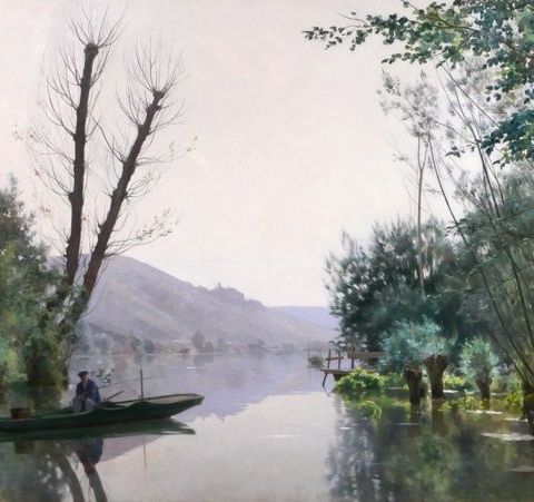 Gustave Garaud (1844-1914) - Landscape, The Seine at Dennemont