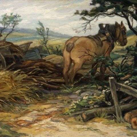 Jac Eriks (1895-1965) - Boerenerf met paard te Limburg