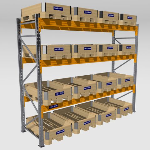 30.1.4P Pallereol S90 - Stigehøyde: 3048mm, 16 palleplasser, kr.6920,- Eks.mva