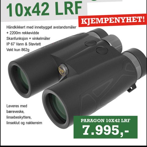 HÅNDKIKKERT MED AVSTANDSMÅLER 7995,-! Vector Paragon 10x42HD LRF