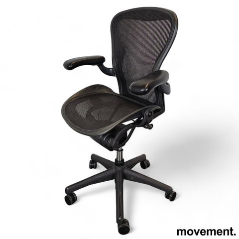 9 stk Kontorstol: Herman Miller Aeron i sort mesh, Størrelse Medium (2 prikker),