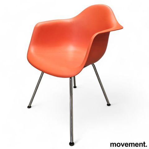 6 stk Vitra DAX designstol i rødorange, understell i krom, Design: Charles & Ray