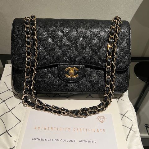 Chanel Double Flap Klassisk Jumbo Caviar