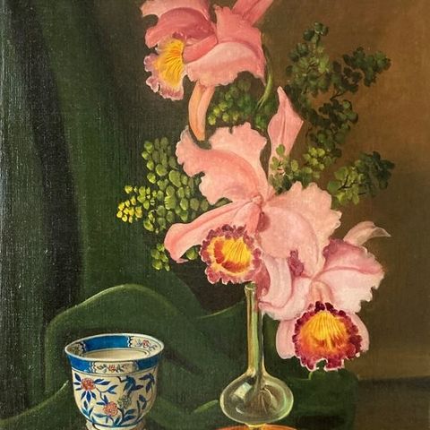 A. Rosiersen (XX) - Pink Orchid and Chinese planter