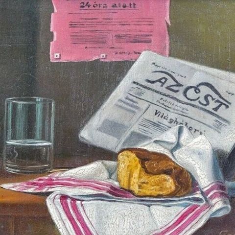 Vilmos Gerritze (1875-1920) - Still-life with hugarian newspapers