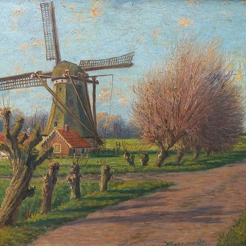 Karel Johan Baerwaldt (1862-1922) - Molen bij Delft