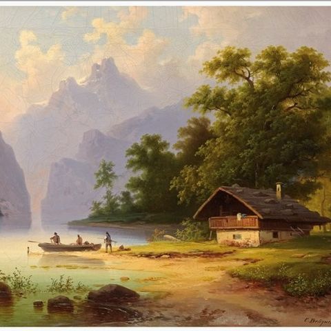 Brügner Cölestin (1824-1887) - Alpine Seenlandschaft (sign. 1861)