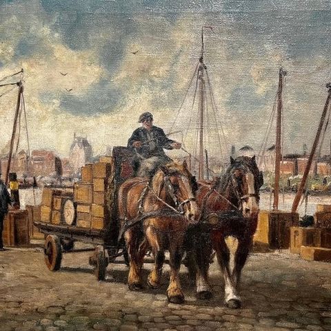 Henk Welters (1885-1947) - Kade van Katendrecht met sleperswagen