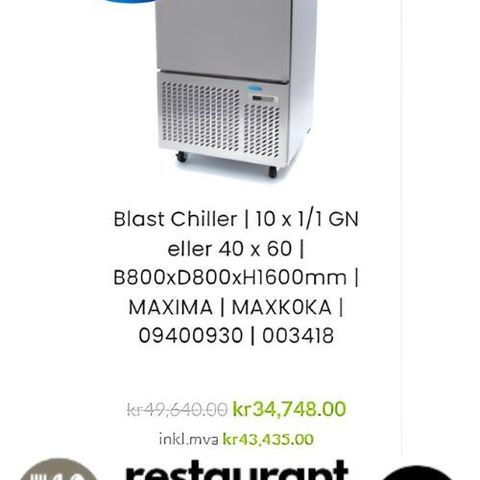 Blast chiller | Nedkjøler | Hurtig fryser | Blåsekjøler | SUPER PRIS