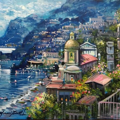 Marino Faliero (1948) - Positano di sera (Costiera Amalfitana)