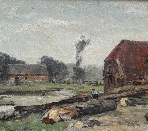 Jacob Abraham "Jacques" Zon (1872-1932) - Houtzagerij langs watermolen